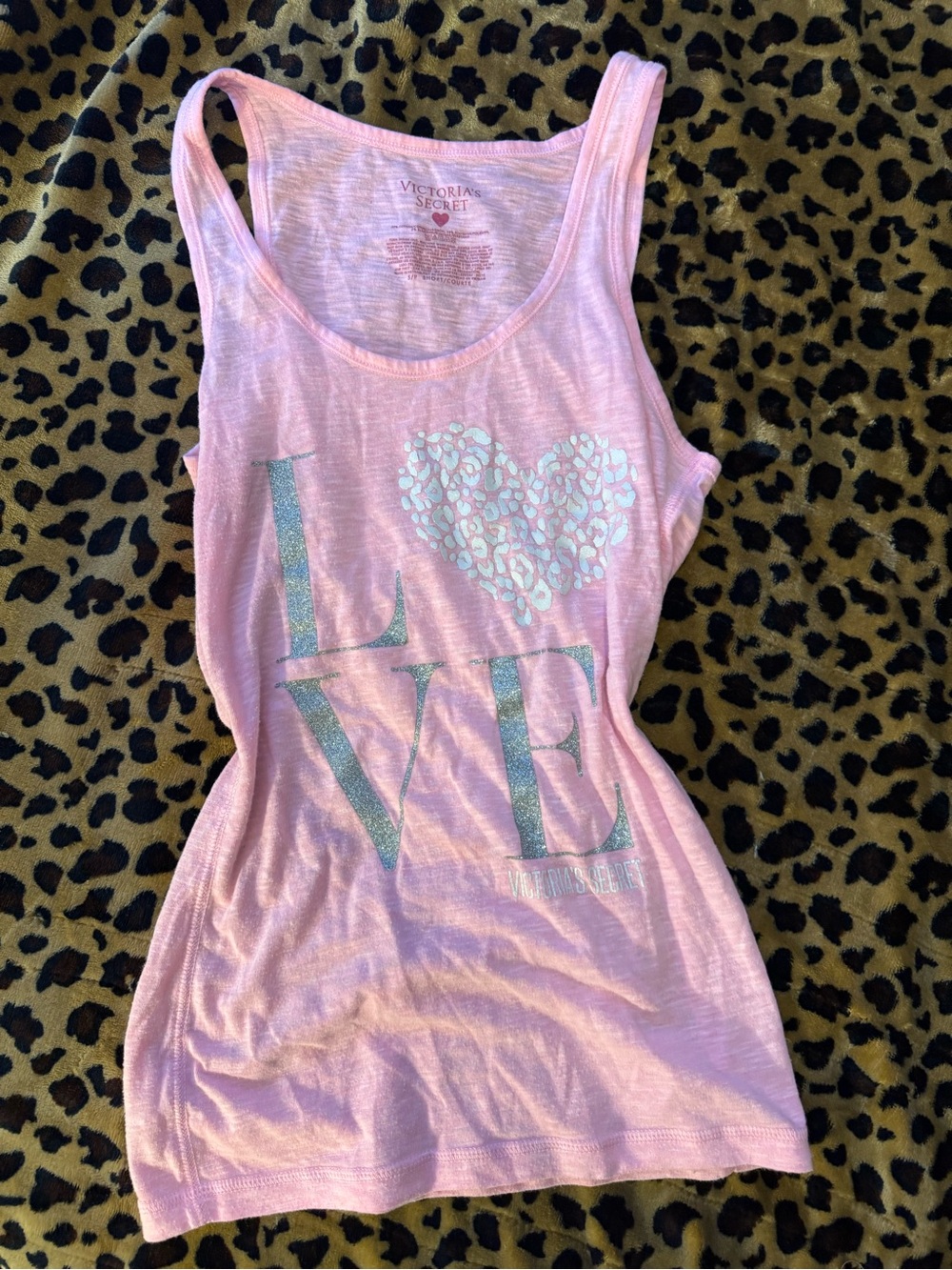 Victoria's Secret Pink Glitter 'LOVE' Tank Top - Light Pink